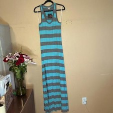 NWT G by Guess Troy Maxi Dress Blue & Grey Striped Summer Chic Style