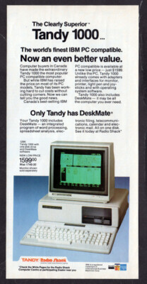 1985 TANDY 1000 Vintage Original PRINT AD | 128k Computer Radio Shack ...