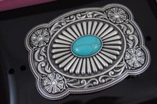 Nocona Western BLAZIN ROXX SILVER PLATED TURQUOISE STONE Belt BUCKLE 37974