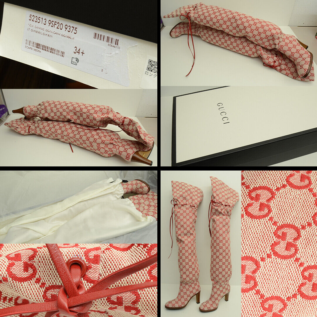 Authentic Gucci Knee High Boots Womens 523513 9SF20 9375 Red Authentic Gucci Knee High Boots Womens 523513 9SF20 9375 Red