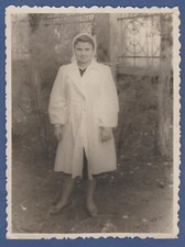 Beautiful girl in a white coat Soviet Vintage Photo USSR