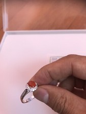 Very Good Sample To Learn Natural Jadeite Grade A , Ring Stirring Silver, Red