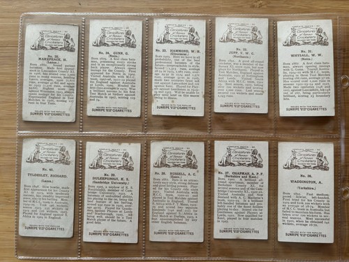 HILL (RJ)-FULL SET- CARICATURES OF FAMOUS CRICKETERS 1926 (50 CARDS) - Picture 9 of 11