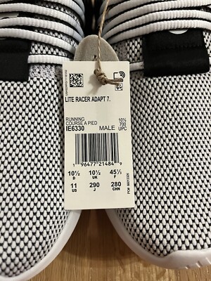 ④ 専用ページ New Adidas Men's Size 11 Lite Racer Adapt 7.0 Black & White Shoes