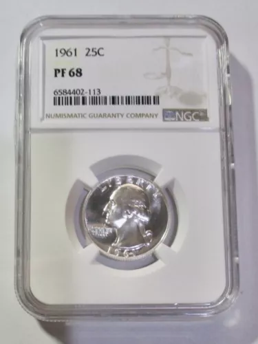 HIGH GRADE US PROOFS ON SALE--THIS IS 1961 QUARTER, NGC PROOF PF68 (2nd listed)