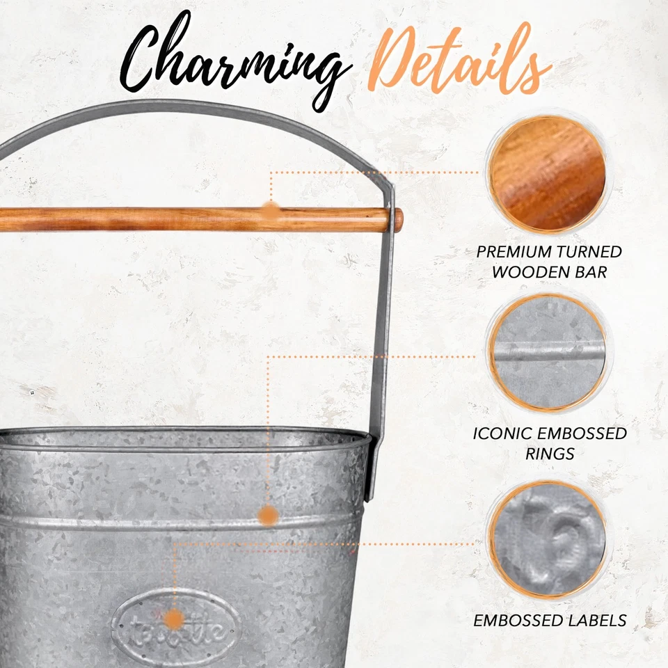 Soporte de papel higiénico independiente cubo galvanizado rústico de granja Autumn Alley Foto 3 de 4