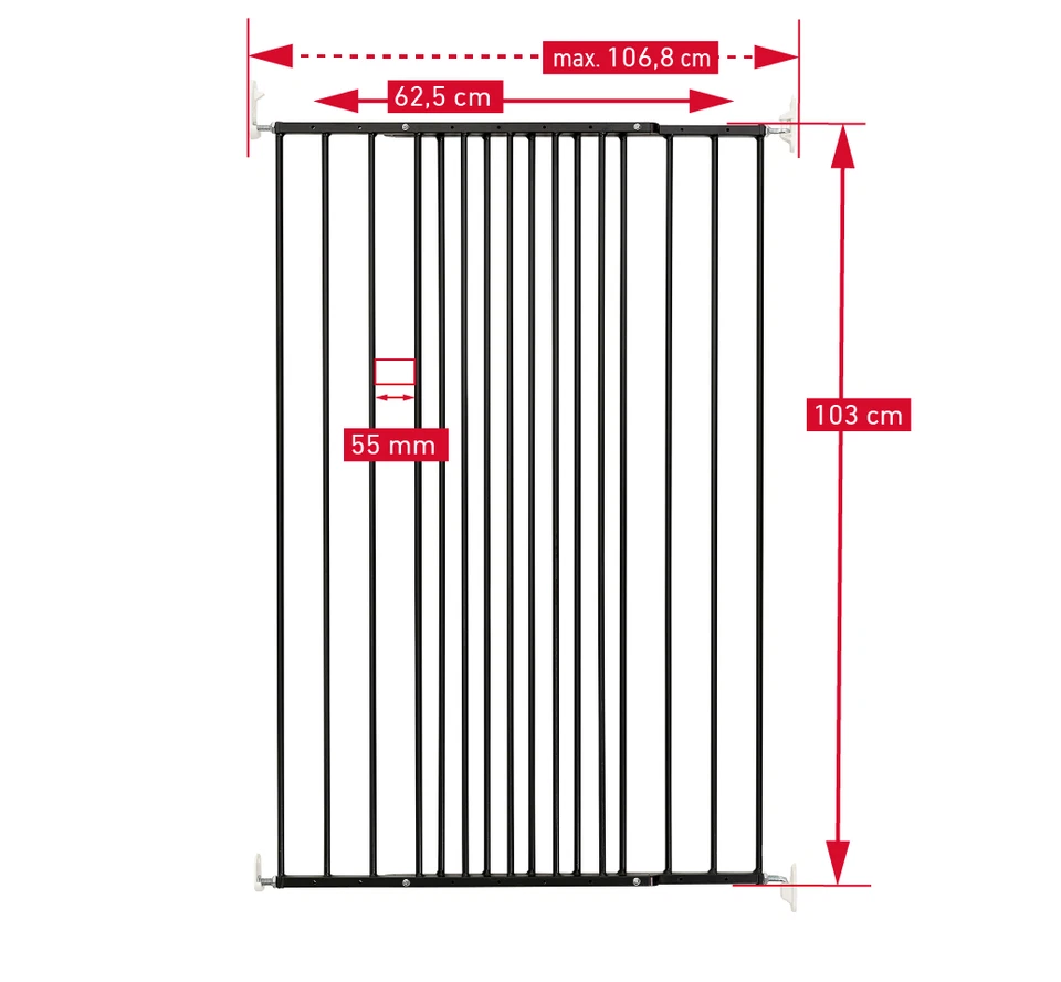 DOLLE Tierschutzgitter Metall Türschutzgitter 62,5–106,8 cm ohne Stolperkante - Bild 2 von 4