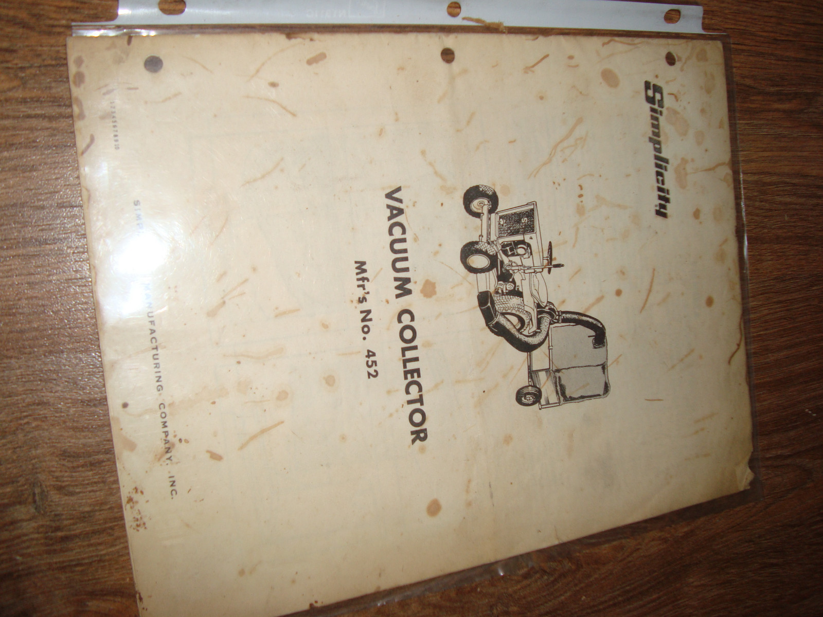 Simplicity Vacuum Collector Mfr's No. 452 Operators Manual Lawn Mower eBay