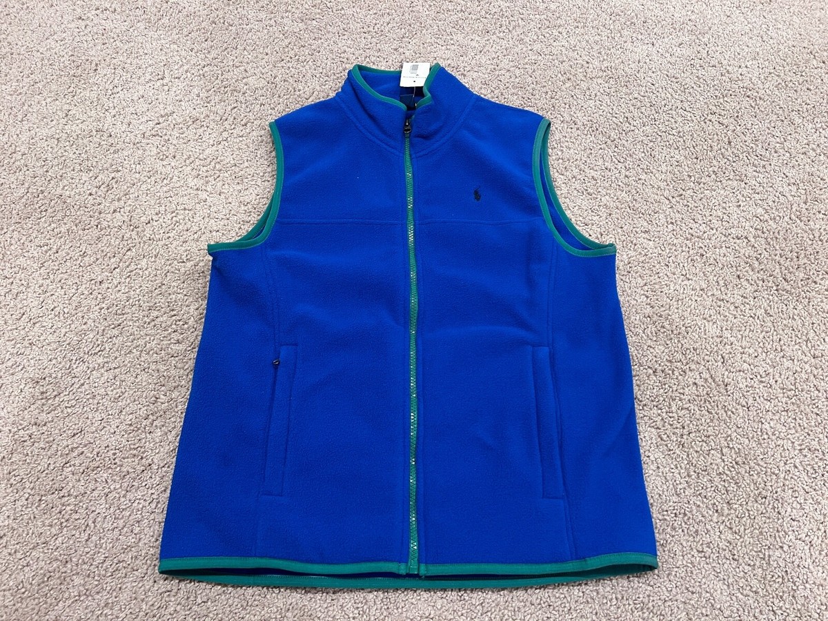 Polo Ralph Lauren boy's fleece vest blue green black pony XL 18 20