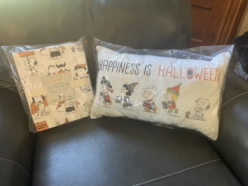 JUEGO DE SÁBANAS ALMOHADA DE VACACIONES Snoopy Pottery Barn Peanuts Disney Halloween regalo para niños. Foto 4 de 4