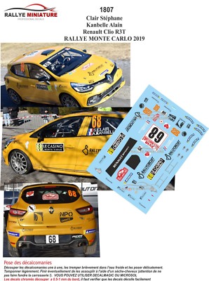 Décalcomanies 1/18 Renault Clio Rallye Mont Blanc 2019 - Réf. 1971, Neuves