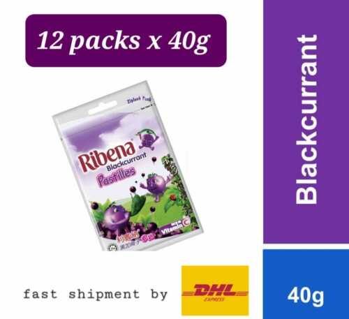 Pastilles Ribena Blackcurrant  Vitamin C Gummy 12 packs x 40g shipment by DHL Ex - Afbeelding 1 van 6