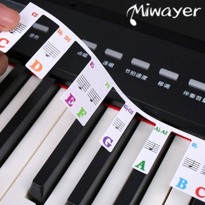 88 Key Piano Keyboard Notes Guide Labels One-Piece Removable Reusable with Box