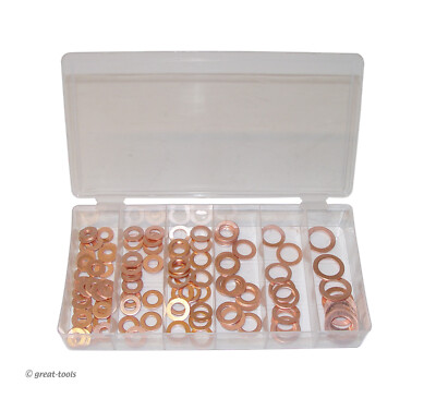 COPPER WASHER ASSORTMENT   sae standard sizes   110-pc set   automotive