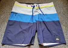 Mens Quicksilver Blue and Gray Swim Shorts Size 38