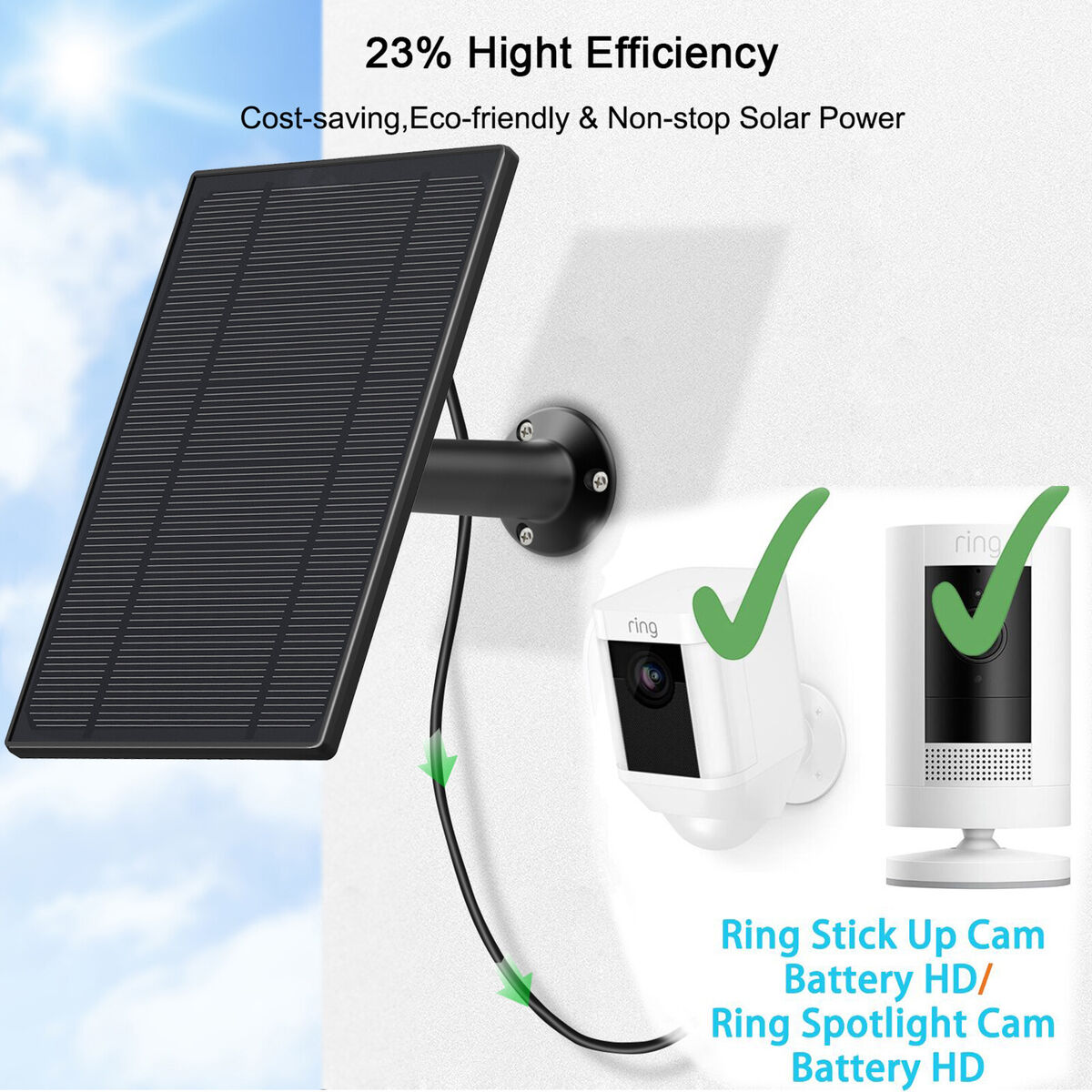 New 6W Solar panel for Ring Stick Up Cam Battery/Spotlight New 6W Solar panel for Ring Stick Up Cam Battery/Spotlight