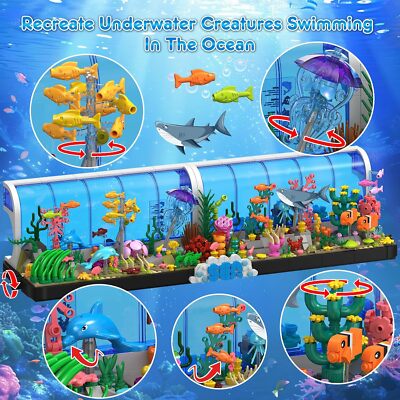 HOGOKIDS 1316PCS Aquarium Kit,2IN1 Oceanarium Styles Building
