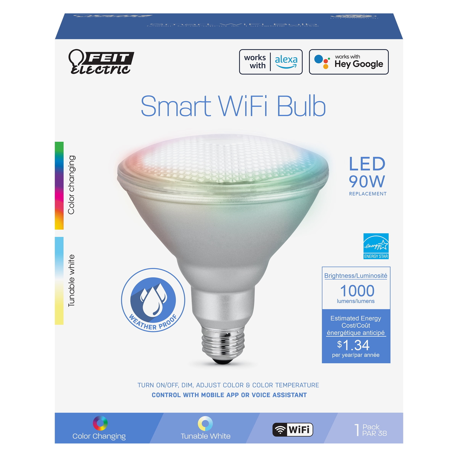 LED Smart Bulb Color Changing 90 Watt Equivalence 1 pk - Case Of: 1;-image