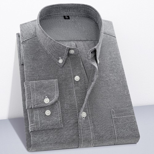 Herren Freizeit Arbeitshemd Langarm Baumwolle Oxford Kragen Formell Button Down Hemden - Bild 7 von 14