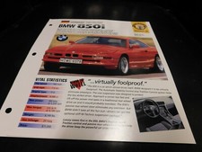 1989+ BMW 850i Spec Sheet Brochure Photo Poster