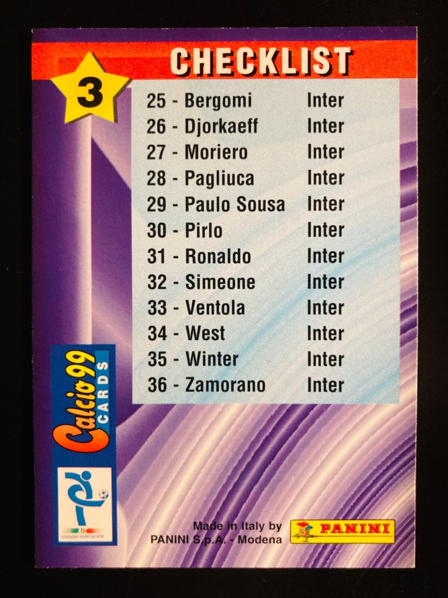 1998-99 Panini Calcio Cards 99 # 3 Puzzle Checklist Ronaldo Inter