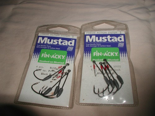 2 Pks Sz 2 MUSTAD FINESSE WORM POWER-LOCK HOOKS,1/32oz RearWeight,Plastic,8Hks