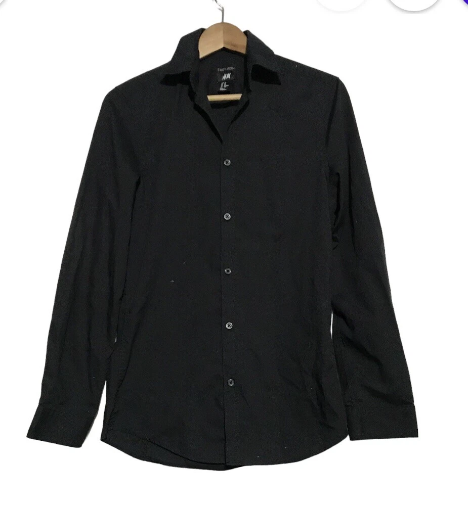 H&m black clearance button down shirt