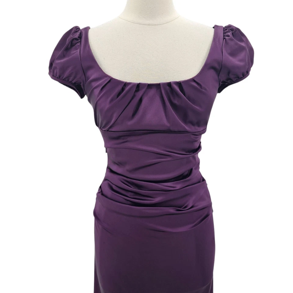 Vintage Suzi Chin for Maggy Boutique Womens 6 Dress Satin Purple Bodycon Party - Image 3 of 4