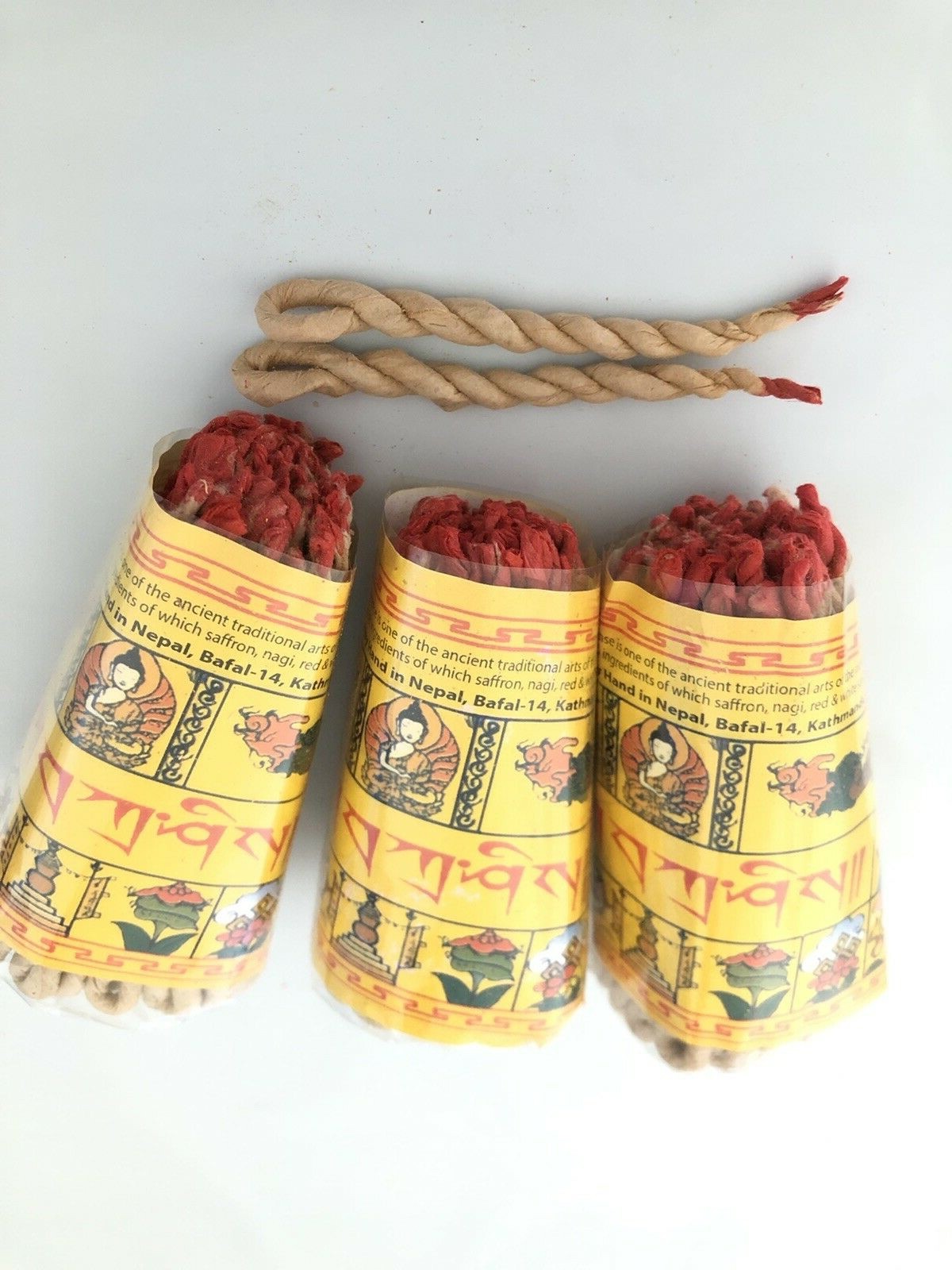 3 SET Tibetan Hand Rolled TASHI ROPE INCENSE Natural Yoga Scent NEPAL