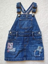 Girls Genuine Kids From Oshkosh Denim Patchwork Skirt Overalls Size 3T