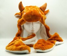 KIDS ANIMAL HAT COW BROWN USA SELLER WINTER PLUSH CARTOON 