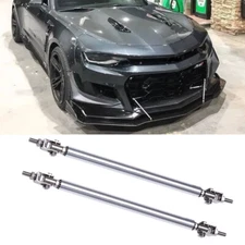 2X 8"-11" Chrome Adjustable Front Bumper Lip Splitter Strut Rod Tie Support Bars