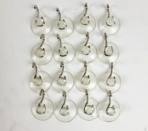 16 Pak (Mini 3/4 inch) Heavy Duty Suction Cup Hooks for Glass Pack