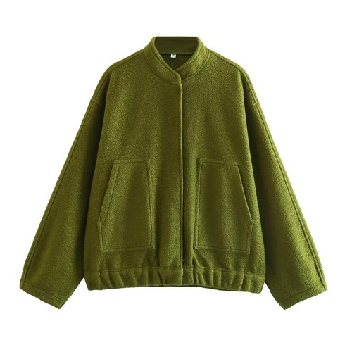 Trendy Womens Casual Coat Featuring Standup Collar and Hidden Button Closure - Picture 12 of 15