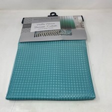 Creative Home Ideas Ombre Waffle Shower Curtain 70x72 Marine Blue w/ Hooks