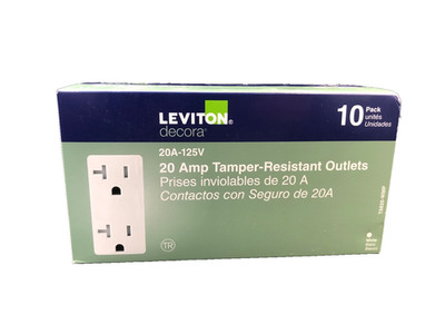 Leviton Decora 20A 125V Tamper Resistant Outlets T5825-WMP White (10-Pack) - NEW