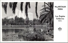 1940s LOS ANGELES, California RPPC Photo Postcard "MacARTHUR PARK" Frasher B2541