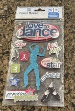 Paper House LOVE TO DANCE 3D Stickers Hip Hop Jazz Tap Glitter