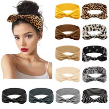 12 Pack Bow Headbands for Women Elastic Headwraps Hair Band Knotted Headband ...