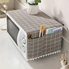 Leaf Print Microwave Cover with Side Compartment for Essentials 30x90 cm