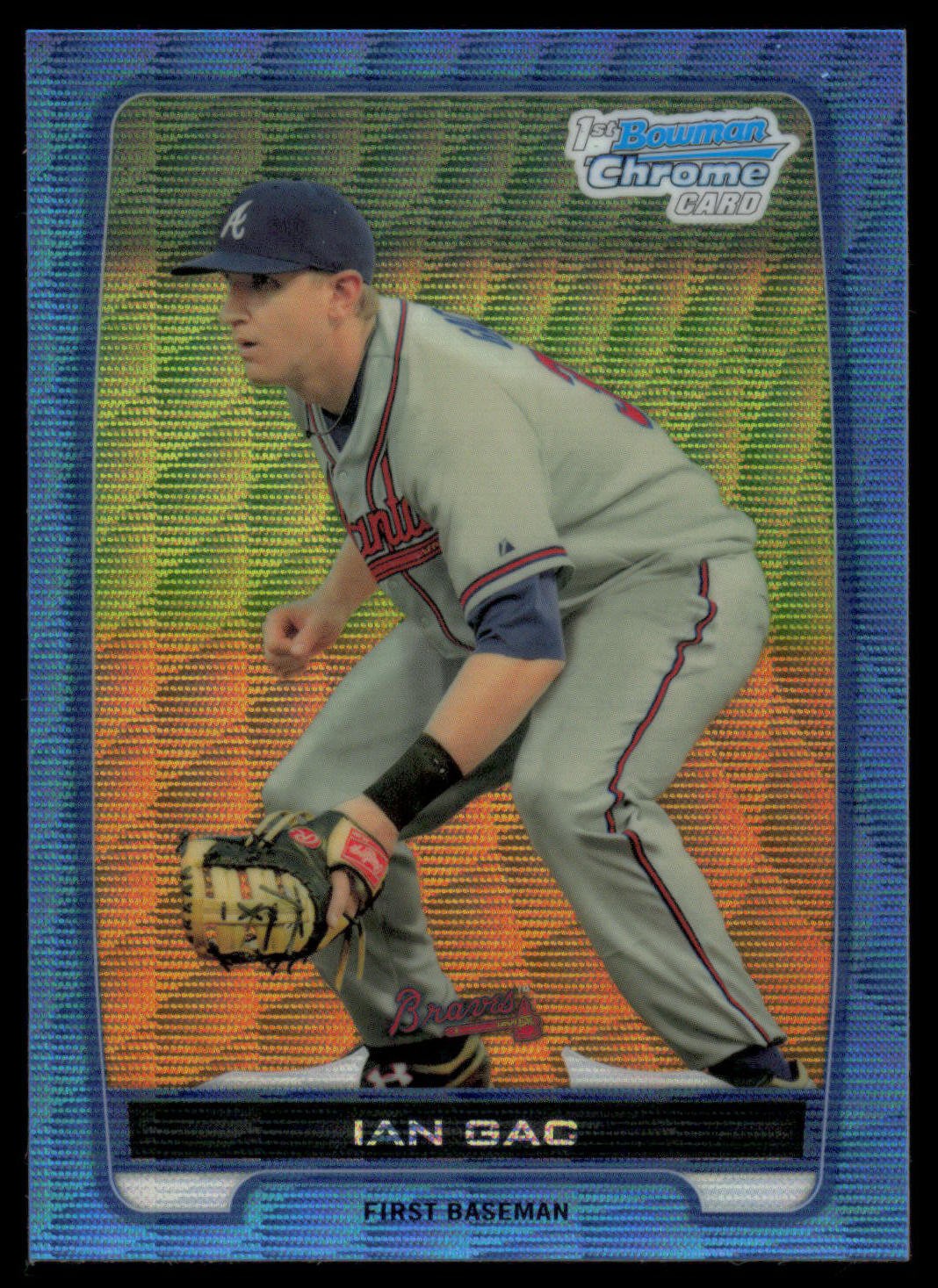 2012 Bowman #BCP76 Ian Gac Chrome Prospects Blue Wave Refractors Atlanta Braves