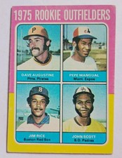 1975 Topps Rookie Outfielders Jim Rice, Pepe Mangual, John Scott #616 (RC)