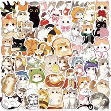 50Pcs Cool Cute Cats Stickers for KidsCute Cartoon Waterproof Vinyl Sticker