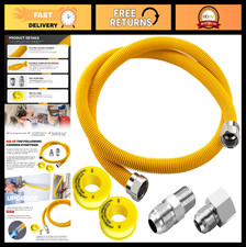48" Flexible Gas Line Kit for Dryer, Stove, Range  Water Heater - 1/2" OD, Stai