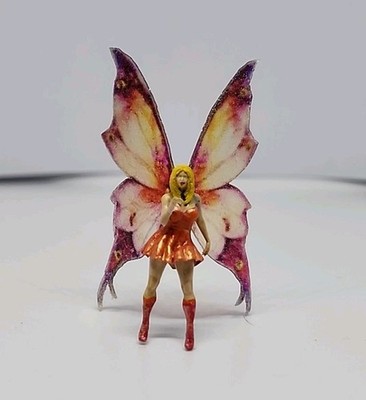 Handmade Fairy Garden Minature Fairy Terrarium  Orange Butterfly Wing Pixi 164th