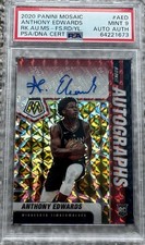 2020 Panini Mosaic Fusion Red Yellow Anthony Edwards ROOKIE AUTO #RA-AED PSA 9