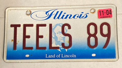 2004 Illinois Vanity Automobile License Plate TEELS 89
