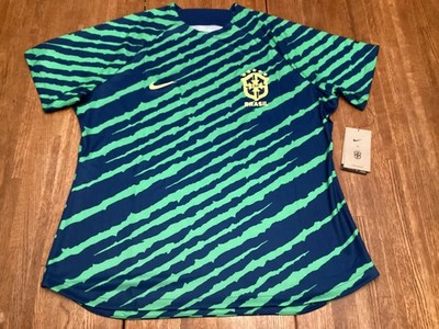 NWT's NIKE Women's Brazil Pre-Match Soccer Jersey Striped DM9565