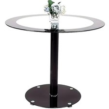 90CM Round Table Tempered Glass Table Top Dining Table Cafe Living Room metal