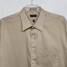 Arrow Satin Twill Mens Dress Shirt XXL 18.5 36/37 Button Up Long Sleeve Beige